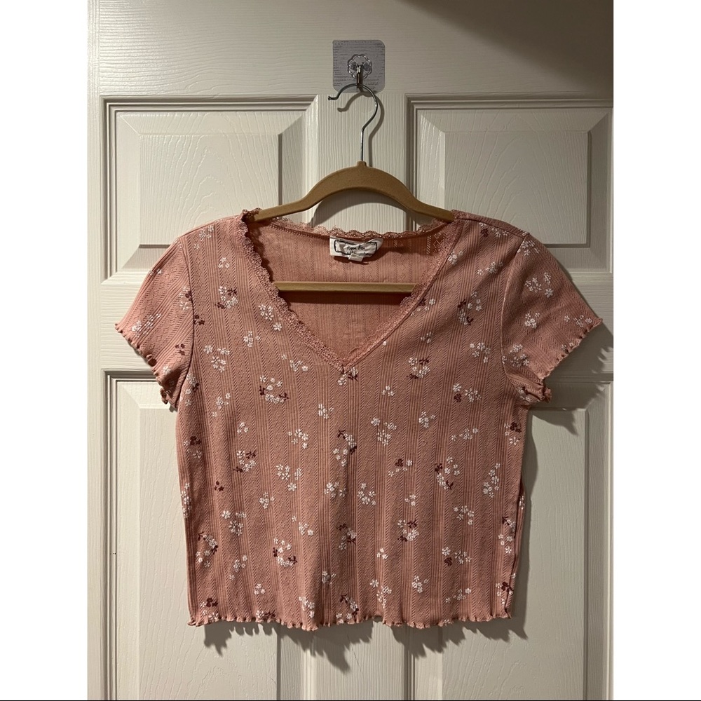 Hippie Rose Juniors Dusty Rose Knit Crop Top